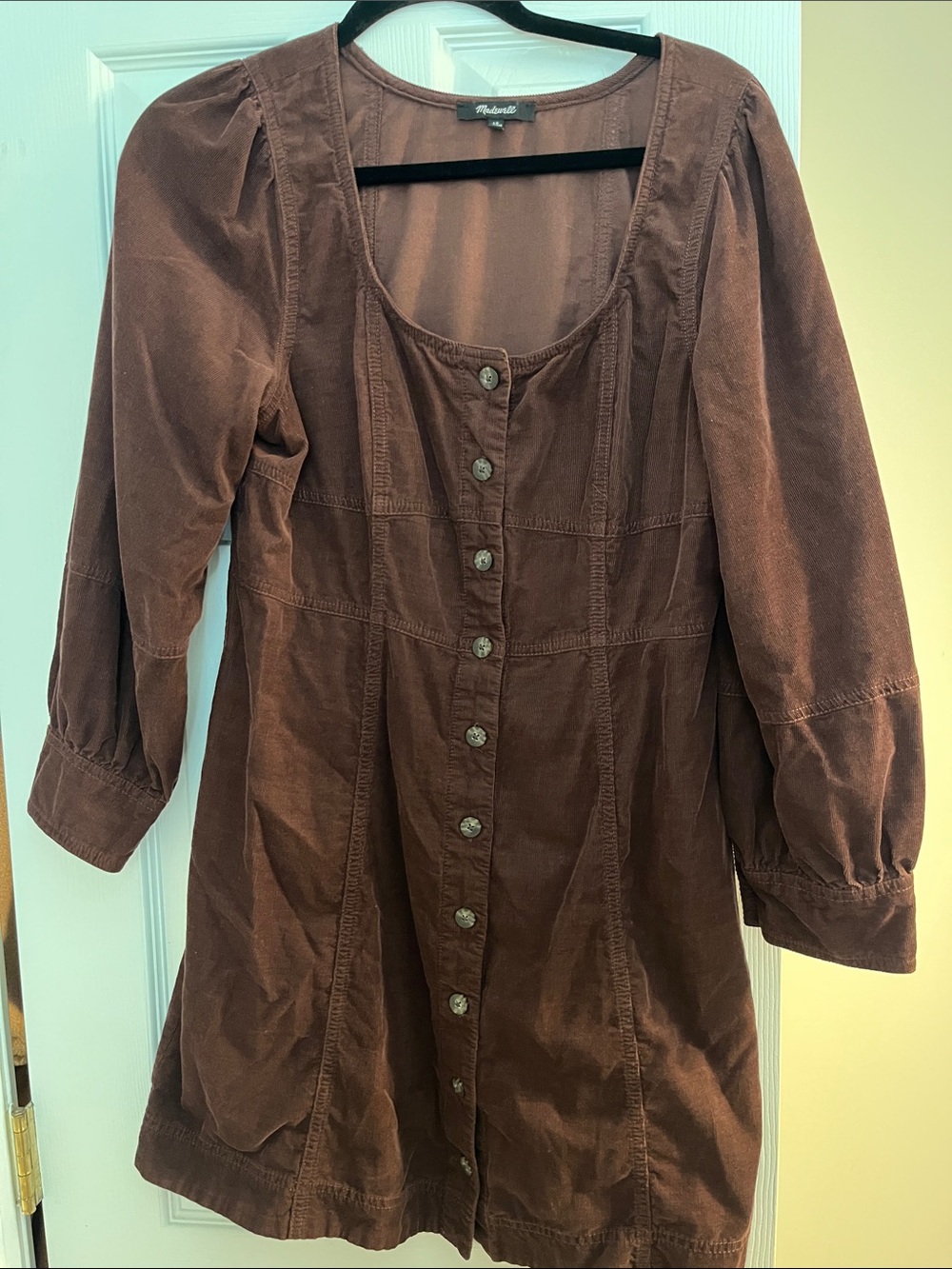 Madewell Brown Button-Front Corduroy Dress